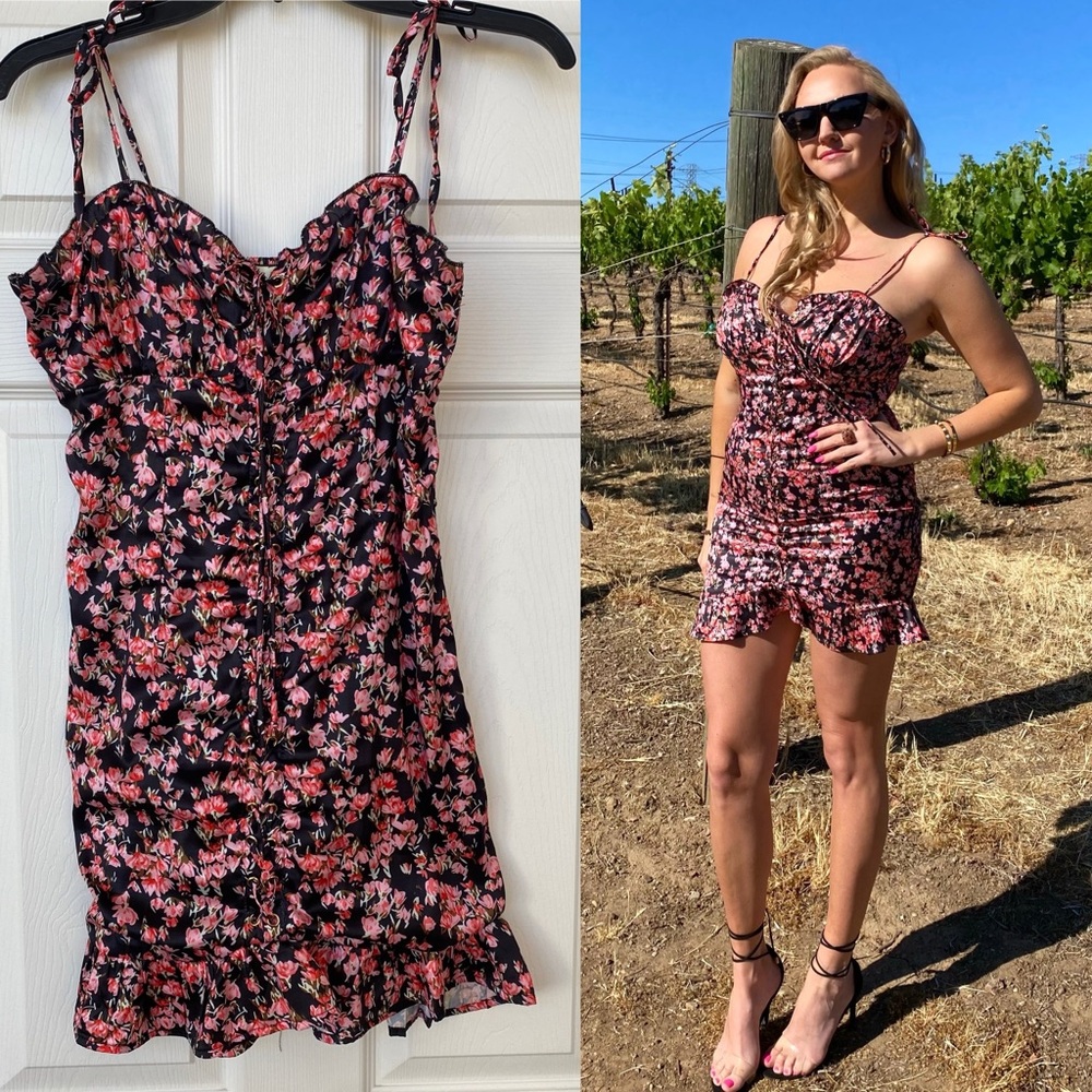Flower print mini dress